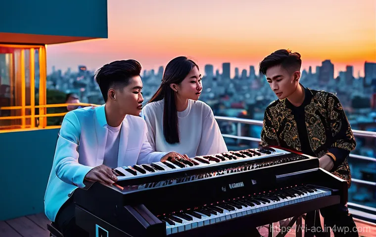 현존 기반 공연 접근법의 문화 자원 활용 - **Prompt:** A grand, theatrical stage in Vietnam, showcasing a modernized traditional performance. E...