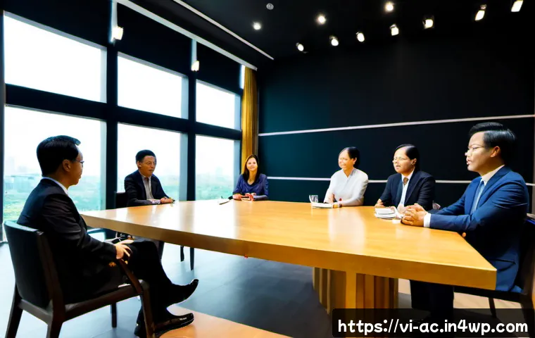 현존 기반 공연 접근법의 기업 파트너십 기회 - Photorealistic Vietnamese corporate partnership meeting in a modern Ho Chi Minh City performing arts...